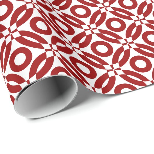 Quilt Style Pattern 02 - Ruby Red on White Cadeaupapier (Rol Hoek)