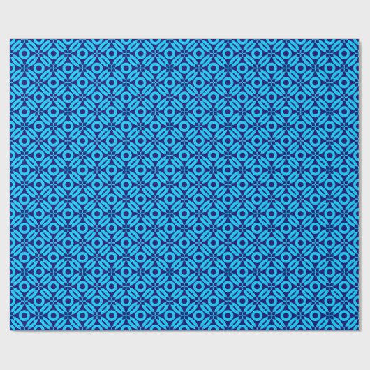 Quilt Style Pattern 02 - Sky Blue op Deep Navy Cadeaupapier (Vlak)