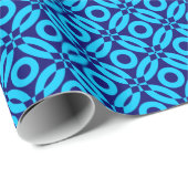 Quilt Style Pattern 02 - Sky Blue op Deep Navy Cadeaupapier (Rol Hoek)