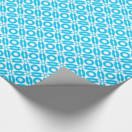 Quilt Style Pattern 02 - Sky Blue op White Cadeaupapier (Hoek)