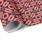 Quilt Style Pattern 02 - Tropisch roze op zwart Cadeaupapier (Rol Hoek)