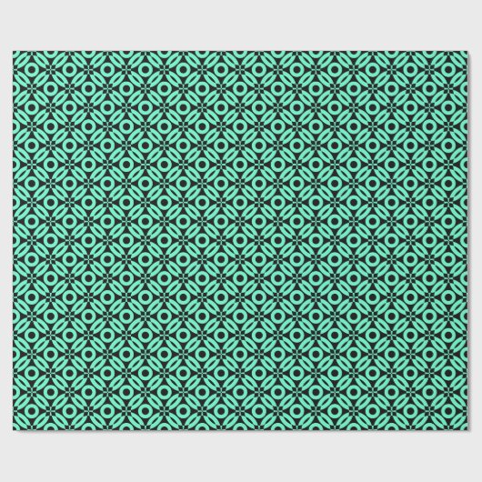 Quilt Style Pattern 02 - Turquoise on Black Cadeaupapier (Vlak)