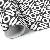 Quilt Style Pattern 02 - White on Black Cadeaupapier (Rol Hoek)