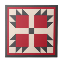 Quilt Trivet - Bearcats Block (zwart/rood)