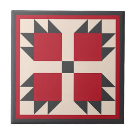 Quilt Trivet - Bearcats Block (zwart/rood) Tegeltje