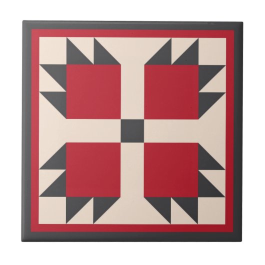 Quilt Trivet - Bearcats Block (zwart/rood) Tegeltje (Voorkant)