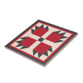 Quilt Trivet - Bearcats Block (zwart/rood) Tegeltje (Zijkant)