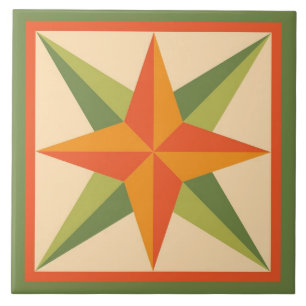 Quilt Trivet - Beveled Star Block (roze/grijs) Tegeltje