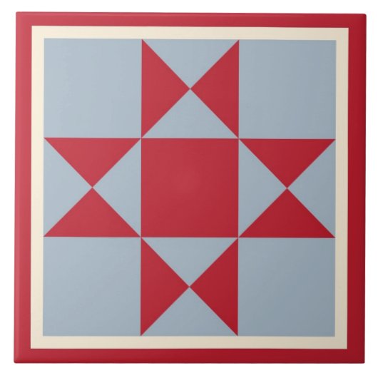 Quilt Trivet - Ohio Star (sjaal/grijs) Tegeltje (Voorkant)
