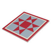 Quilt Trivet - Ohio Star (sjaal/grijs) Tegeltje (Zijkant)