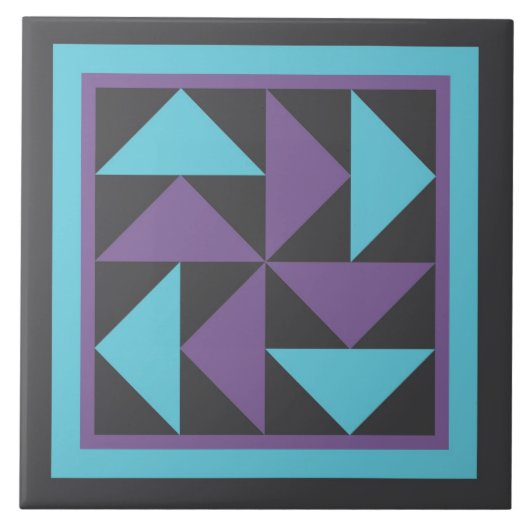 Quilt Trivet - Pozzle van de Nederlander (paars/zw Tegeltje (Voorkant)