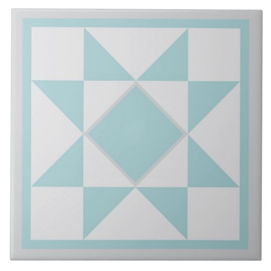 Quilt Trivet – Sawtooth Star (blauw/grijs) Tegeltje (Voorkant)