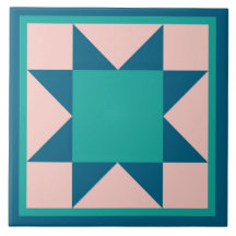 Quilt Trivet - Sawtooth Star (blauwgroen)