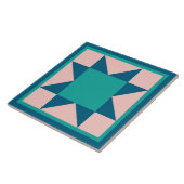 Quilt Trivet - Sawtooth Star (blauwgroen) Tegeltje (Zijkant)