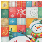Quilt Uitzicht Patchwork Kerst Sneeuwman Stof (Close Up)