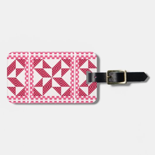 Quilt Uitzicht Roze Stippen Bagagelabel (Voorkant horizontaal)