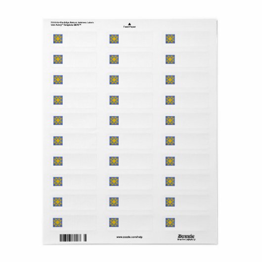Quiltblok retouradres labels blauw (Full Sheet)