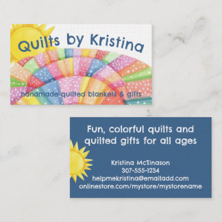 Quiltblokken regenboog quilter quilten naaien visitekaartje
