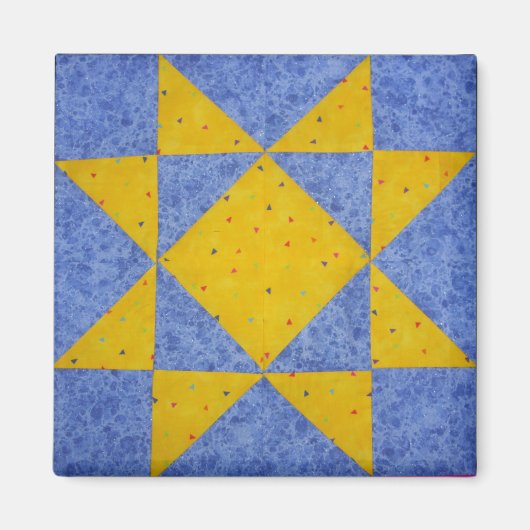 Quiltblokmagneet Star Blue Magneet (Voorkant)