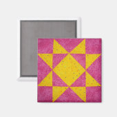 Quiltblokmagneten Star Pink Magneet (Voorkant / Achterkant)