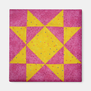 Quiltblokmagneten Star Pink Magneet