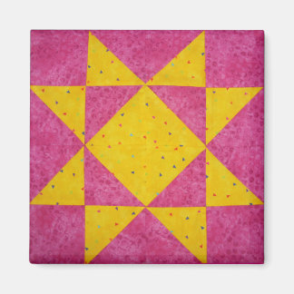 Quiltblokmagneten Star Pink Magneet