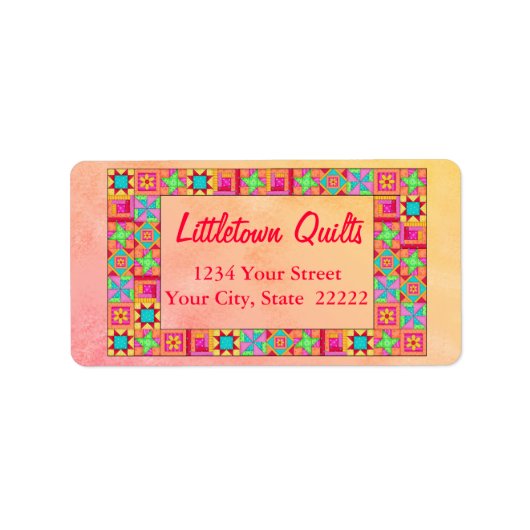 Quiltblokpatchwork zakelijk retouradres etiket (Voorkant)
