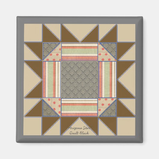 Quiltblokpatroon "Arizona Star" magneet (Voorkant)