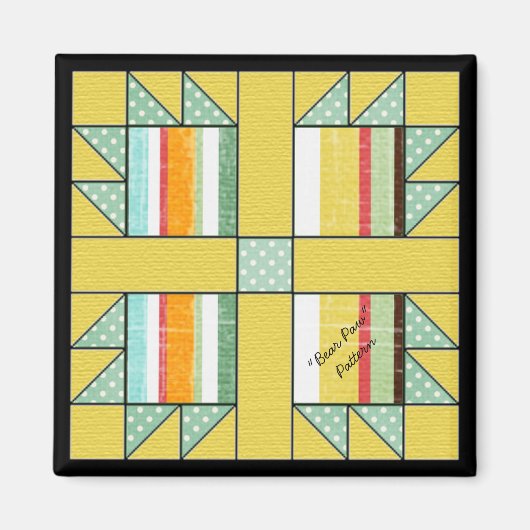 Quiltblokpatroon "Beer Paw" vierkante magneet (Voorkant)