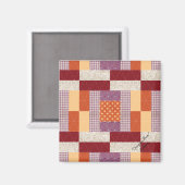 Quiltblokpatroon "Crayon Box" vierkante magneet (Voorkant / Achterkant)