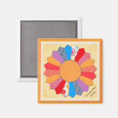 Quiltblokpatroon "Dresden Bord" Magneet (Voorkant / Achterkant)