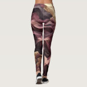 Quilted Abstract Burgundy Tan Topografie Landschap Leggings (Achterkant)