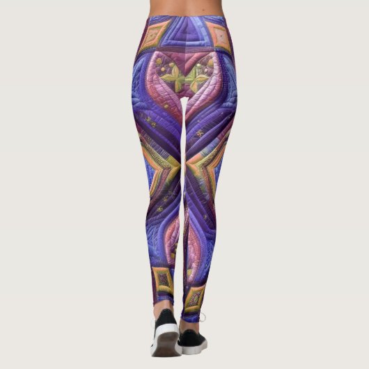 Quilted Blue Plum abstract ontwerp Leggings (Achterkant)