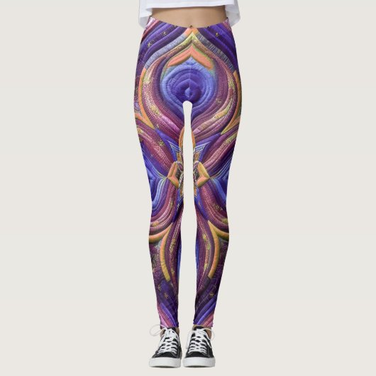 Quilted Blue Plum abstract ontwerp Leggings (Voorkant)