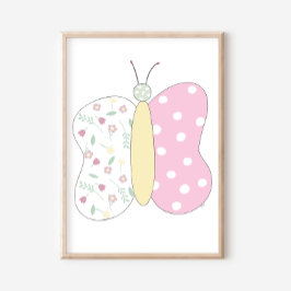 Quilted Butterfly Art Print on White Background