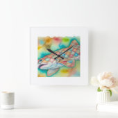 Quilted Catshark 090724AREF124 - Watercolor Vierkante Klok (Huis)