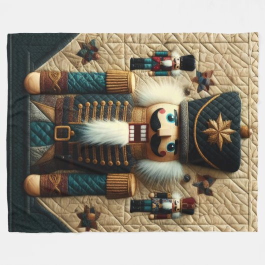 Quilted Christmas Notenkraker Fleece Deken (Voorkant (Horizontaal))