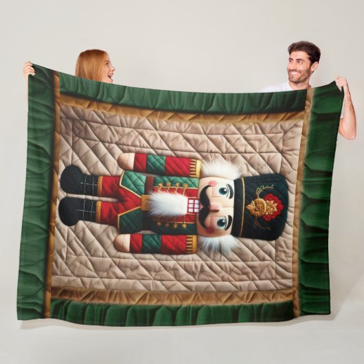 Quilted Christmas Notenkraker Fleece Deken (In situ)