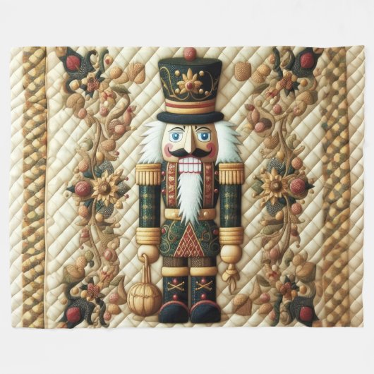 Quilted Christmas Notenkraker Fleece Deken (Voorkant (Horizontaal))