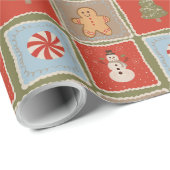 Quilted Christmas Tile Wallpaper Cadeaupapier (Rol Hoek)