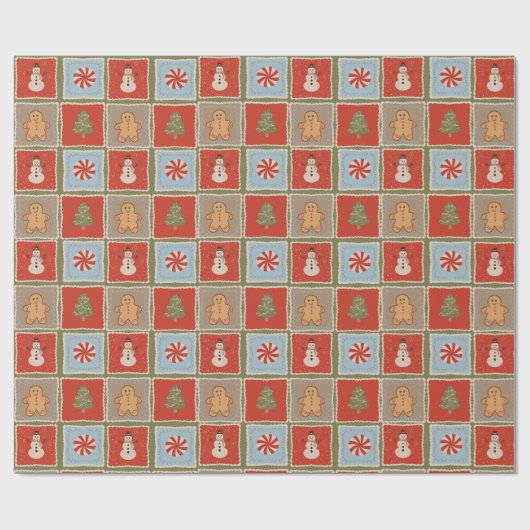 Quilted Christmas Tile Wallpaper Cadeaupapier (Vlak)