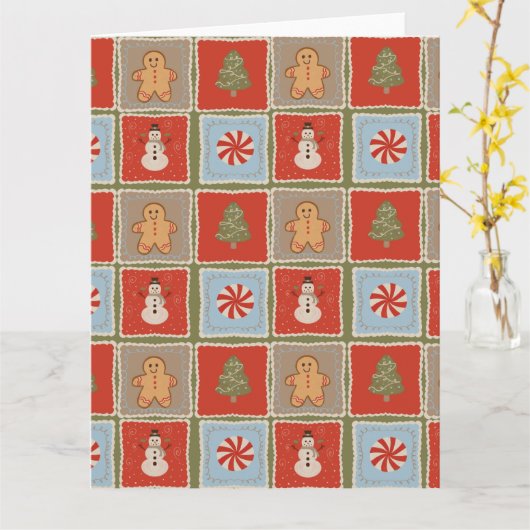 Quilted Christmas Tile Wallpaper Kaart (Gele Bloem)