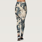 Quilted Cream en Navy Blue Floral Design Leggings (Achterkant)