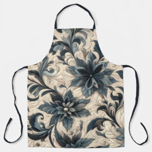 Quilted Cream en Navy Blue Floral Design Schort