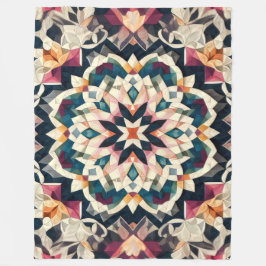 Quilted Cream geometrisch medaillon ontwerp Fleece Deken