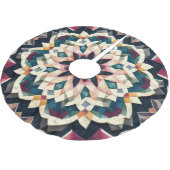 Quilted Cream geometrisch medaillon ontwerp Kerstboom Rok (Gekanteld)