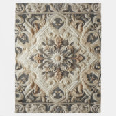 Quilted Crème Grijs Sierlijke Arabesk Fleece Deken (Voorkant)