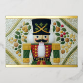 Quilted Design Notenkraker Kerstmis Folie Feestdagenkaart (Voorkant)