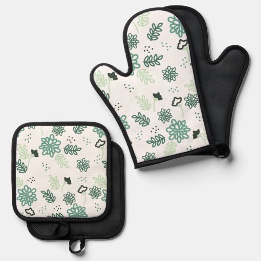 Quilted Floral Potholder Set / Manier / Matelassé (Voorkant / Achterkant)