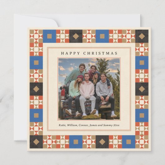 Quilted Frame Photo Feestdagenkaart (Voorkant)